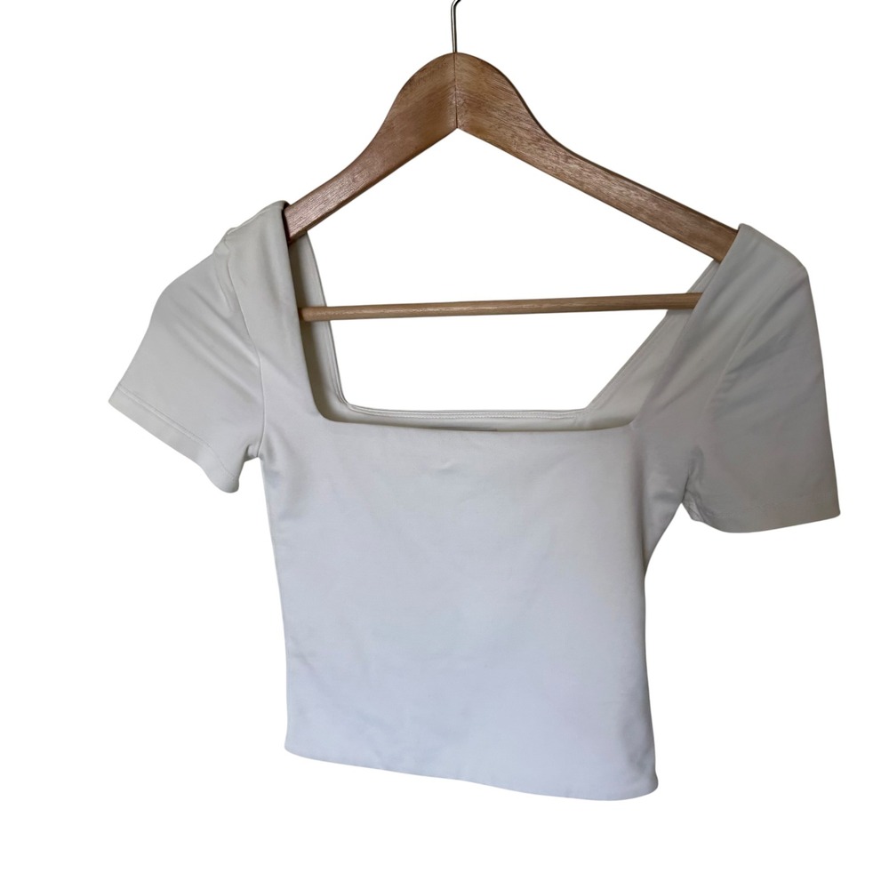 Babaton Contour Squareneck T-Shirt Women XS White Excellent Short Sleeve Slim